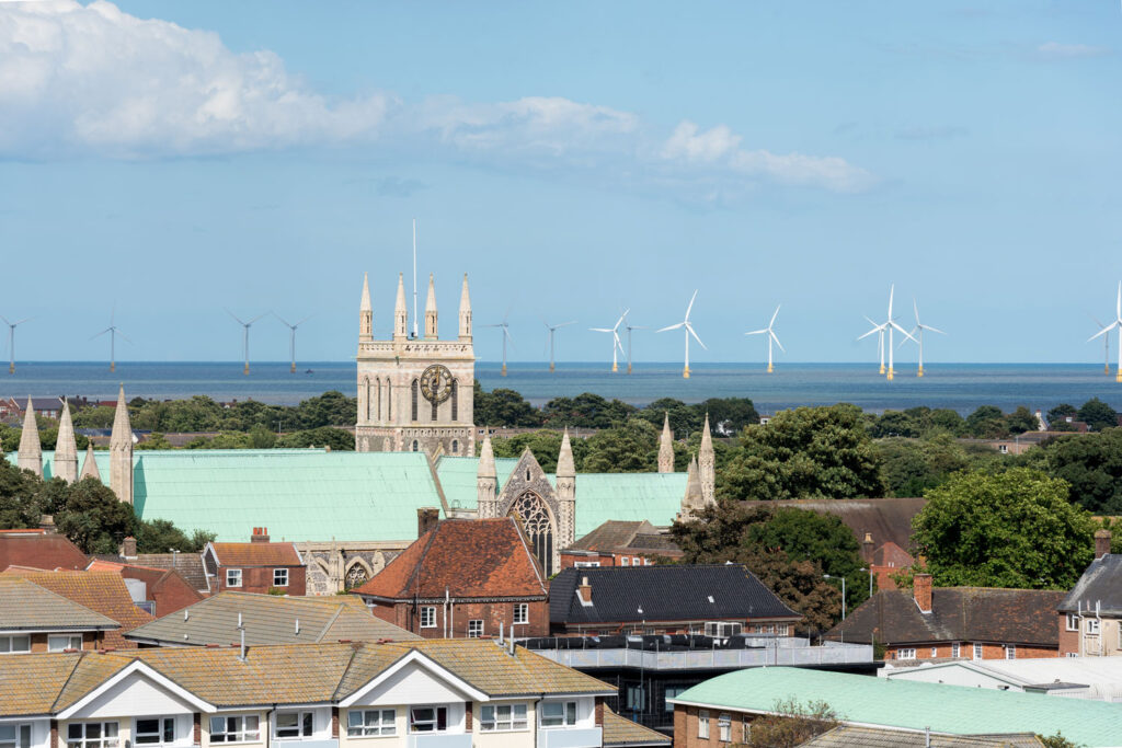 Great Yarmouth Town Landscape and Wind Turbines